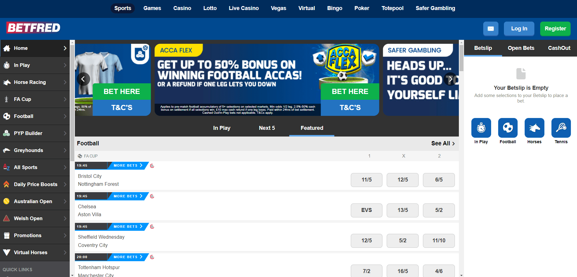 Betfred home page 